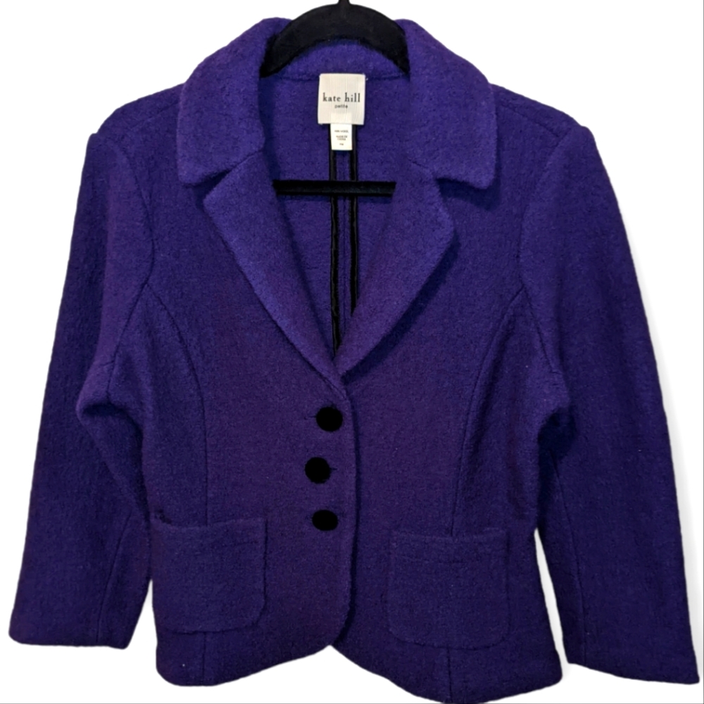 Purple Kate Hill Blazer, Wool, Petite Medium